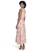 Calvin Klein Women's Sleeveless Chiffon Wrap A-Line Dress