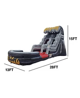 JumpOrange 15 Flame Commercial Grade Water Slide with Splash Pool for Kids and Adults (with Blower), Outdoor Indoor, Wet Dry Use, Tall Inflatable