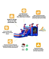 JumpOrange American Boxing Commercial Grade Bounce House Water Slide with Pool for Kids and Adults (with Blower), Basketball Hoop, Wet Dry Combo, Outd