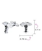 Bling Jewelry Symbol Medical Insignia Caduceus Shirt Cufflink Silver Tone Gift