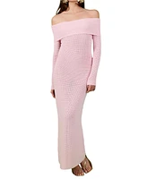 endless rose Women's Off Shoulder Long Sleeve Midi Dress