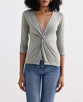 Reistor Women's Twist Front Knit Shirt Light Olive