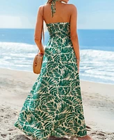 Cupshe Women's Tropical Vibe Halter Maxi Beach Dress