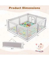 Slickblue Toddler Playpen with Mat and Breathable Mesh