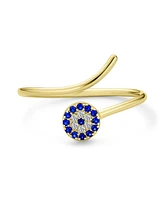 Bling Jewelry Minimalist Delicate Cz Accent Knuckle Thin 1MM Band Stackable Hamsa Midi Ring Yellow Gold Plated .925 Sterling Silver