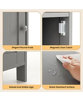 Bathroom Freestanding Adjustable Shelf Floor Storage Cabinet