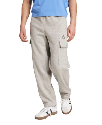 adidas Men's All Season Fleece Loose Cargo Open Hem Pants