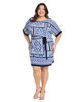 R & M Richards Plus Printed Blouson A-Line Dress