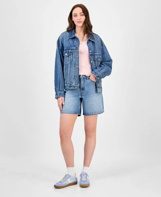 Levis Womens 90s Trucker Jacket Square Neck T Shirt Mid Rise 94 Baggy Denim Shorts