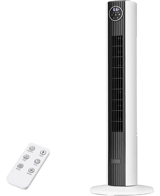 Cowsar Tower Fan for Bedroom, 85°Oscillating Fan for Indoors, 23ft/s Velocity 28dB Quiet Floor Fan with 3 Speed, 4 Modes, 12H Timer, Remote, Blad