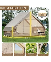 Gouun Inflatable 4 to 6 Person Glamping Tent with Pump and Mesh Windows