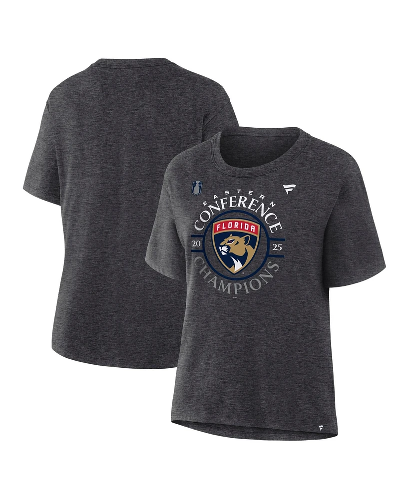 Fanatics Women's Heather Charcoal Florida Panthers 2025 Nhl Eastern Conference Champions Locker Room T-Shirt