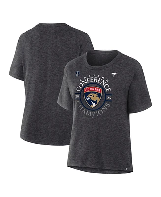 Fanatics Women's Heather Charcoal Florida Panthers 2025 Nhl Eastern Conference Champions Locker Room T-Shirt