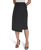 Halston Women's Soft Suiting Faux-Wrap Skirt