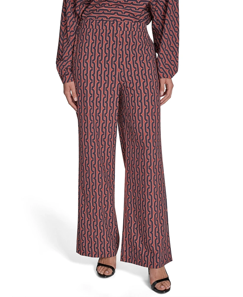 Halston Women's Commuter Printed Wide-Leg Pants