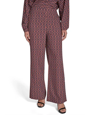 Halston Women's Commuter Printed Wide-Leg Pants