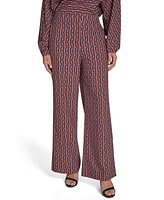 Halston Women's Commuter Printed Wide-Leg Pants