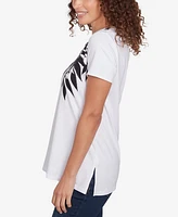 Ruby Rd. Petite Scoop Neck Palm Print T Shirt