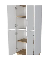 Depot E-shop Dahoon Double Kitchen Pantry Double Kitchen Pantry, Double Door Cabinet, Four Shelves, Light Oak / White