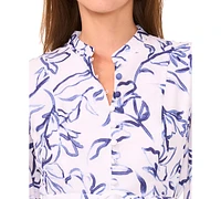 CeCe Women's Cotton Printed Belted Short Shirtdress