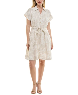 Taylor Women's Short-Sleeve Sash-Tie A-Line Dress