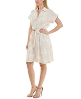 Taylor Women's Short-Sleeve Sash-Tie A-Line Dress