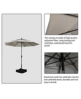 10 Ft Patio Umbrella 3-Tier Outdoor Table Large Pool For Deck, Pool, Garden, Patio-Red