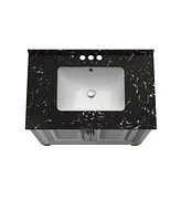 Festival 30" Bathroom Vanity with Marbel Undermount Sink and Glass Shelves Storage Cabinet