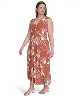 Calvin Klein Plus Sleeveless V-Neck Midi Dress
