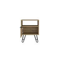Depot E-shop Begonia Nightstand, Shelf, Single Door Cabinet, Hairpin Legs