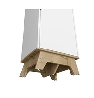 Depot E-shop Dahoon Single Kitchen Pantry Double Doors Cabinets, Four Shelves, Light oak / White