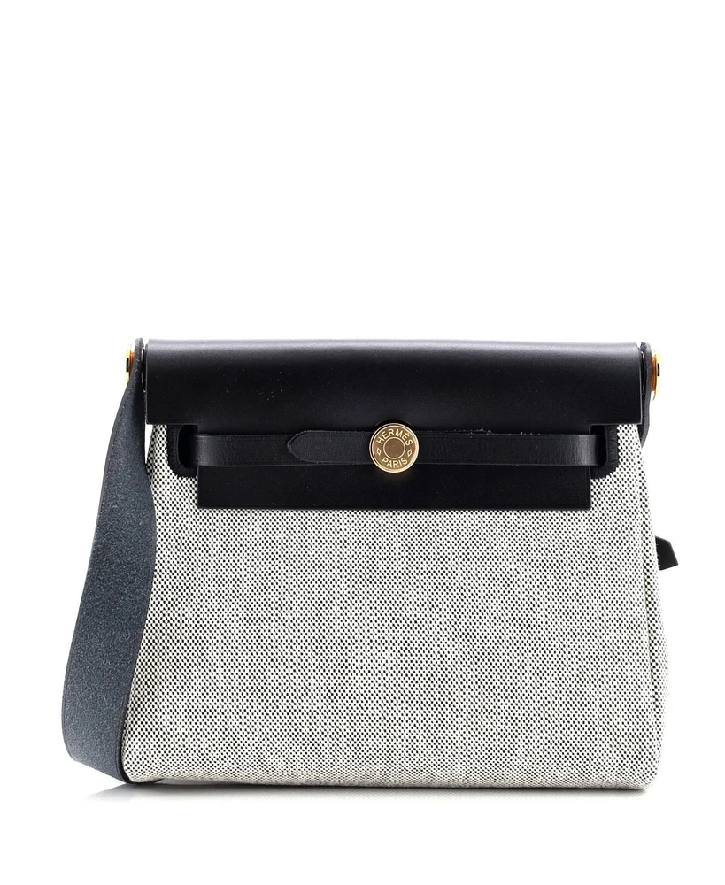 Pre-Owned Hermes 20 Herbag Zip Toile and Leather