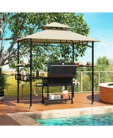 Outdoor Grill Gazebo with 2 Side Shelves and 10 Hooks