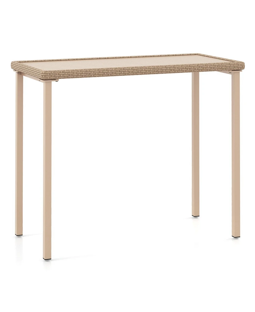 Slickblue Outdoor Patio Bar Table Heavy Duty Rectangle Metal Frame