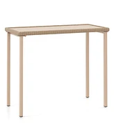 Slickblue Outdoor Patio Bar Table Heavy Duty Rectangle Metal Frame