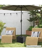 2-in-1 Outdoor Umbrella Base Planter Patio Umbrella Stand with Flower Box