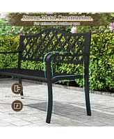 Outdoor Patio Bench with Curved Armrests for 2 to 3 People for Garden or Porch