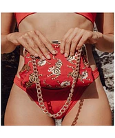 Sumatran Tiger Clutch Bag In Red