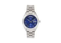 Peugeot Men's 40mm Blue Face Fluted Bezel Steel Bracelet Watch