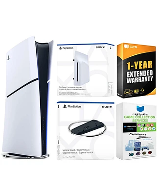 Sony PlayStation 5 Slim Digital Bundle with Disc Drive, Vertical Stand, MightySkins Game Collection Services