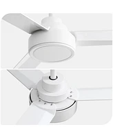 52'' Modern 3-Blade without Light Ceiling Fan with Six Speed Remote Control and Timing Function for Indoor