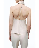 Nocturne Women's Draped Neckline Open Back Detailed Blouse