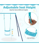 Slickblue Kids Outdoor Heavy Duty Metal Swing Set with Stand