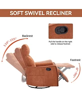 Casainc Heat Massage Manual Recliner Chair with Rocker and Swivel in Fabric for Living Room