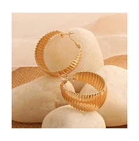 Sohi Women's Gold Ripple Hoop Earrings