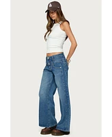 Edikted Women's Abel Layered Look Low Rise Jeans