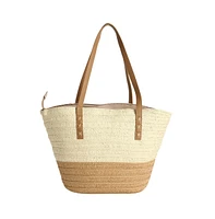 Women's The Straw-Block Tote Bag