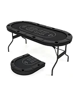 Foldable Poker Table for 8 Players Portable Oval Card Board Game Table