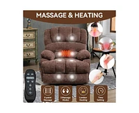 Casainc 23"W Seat High-Back Chenille Power Lift Recliner Chair with 8-Point Vibration Massage and Lumbar Heating