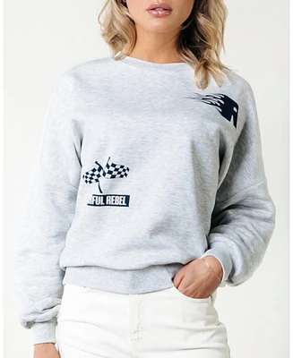 Colourful Rebel Women's Racer Logo Dropped Shoulder Sweat